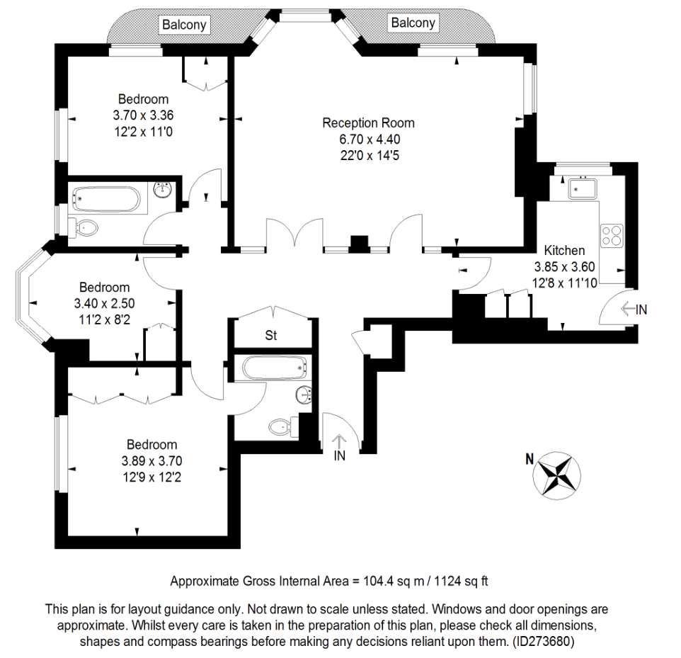 3 bedroom flat to rent - floorplan