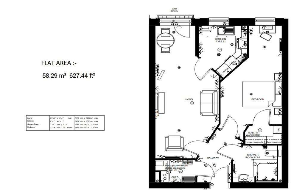 1 bedroom flat for sale - floorplan