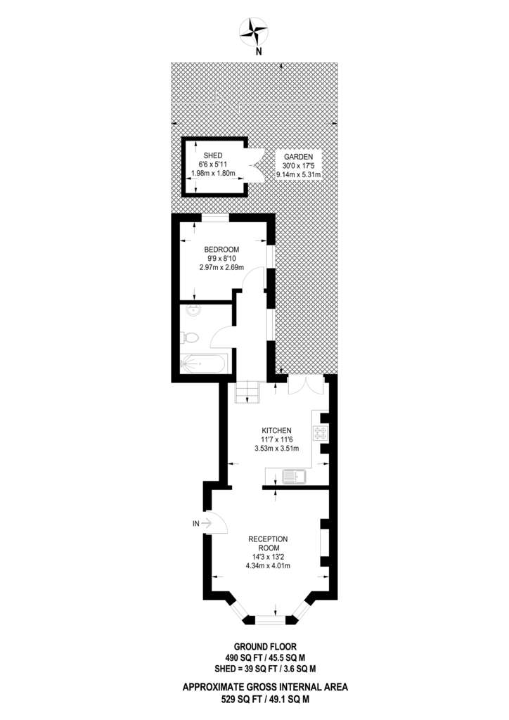 1 bedroom flat to rent - floorplan