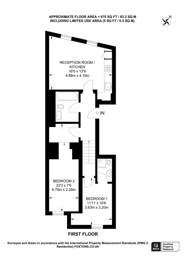 2 bedroom flat to rent - floorplan