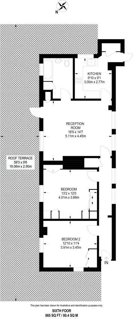 2 bedroom flat to rent - floorplan