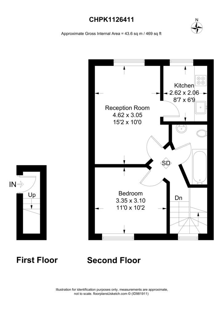 1 bedroom flat to rent - floorplan