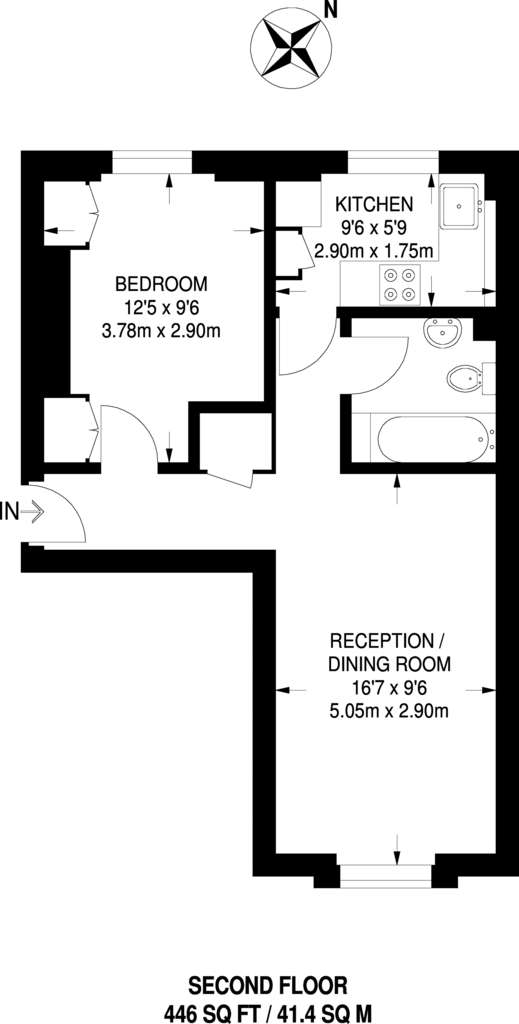 1 bedroom flat to rent - floorplan