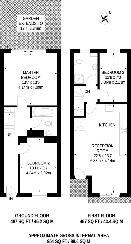 3 bedroom house to rent - floorplan