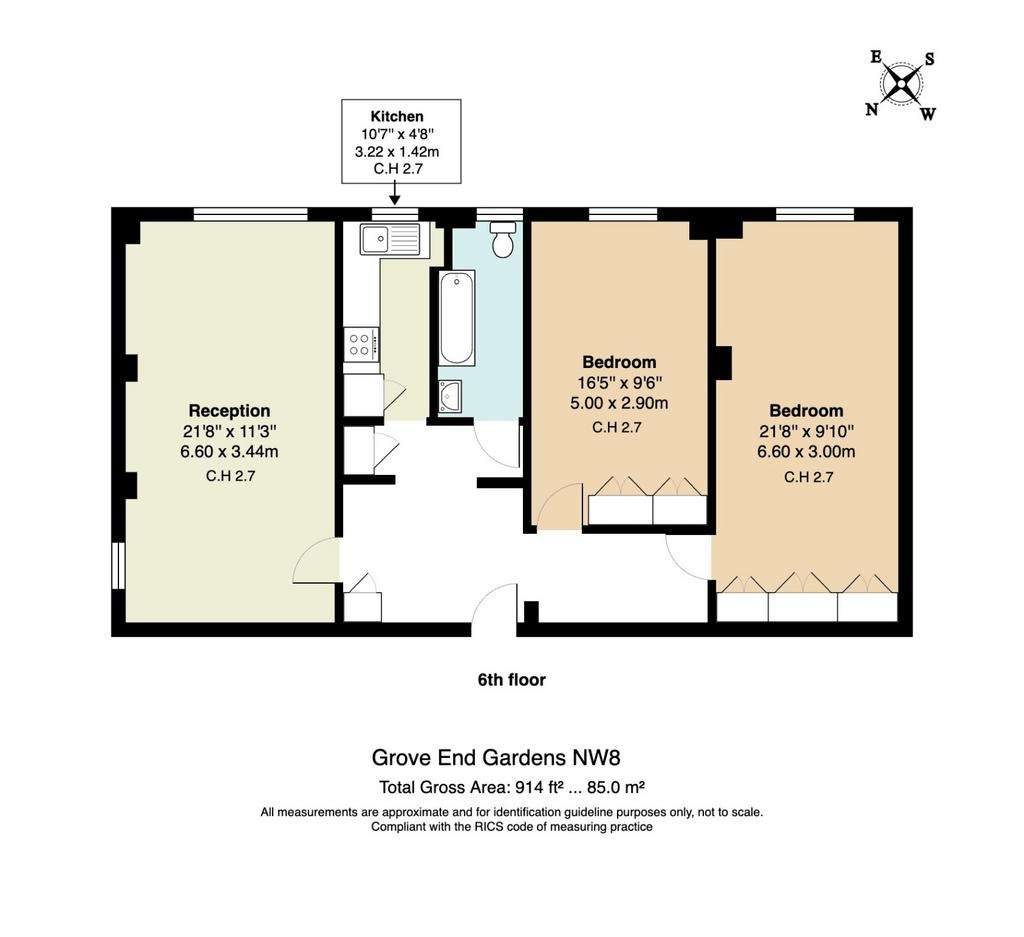 2 bedroom flat to rent - floorplan