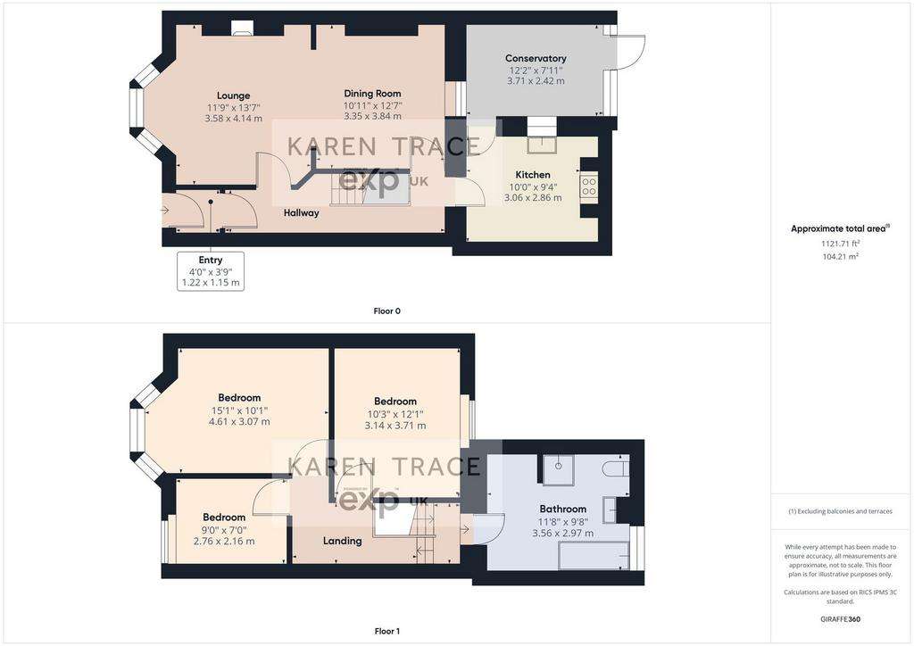 3 bedroom terraced house for sale - floorplan