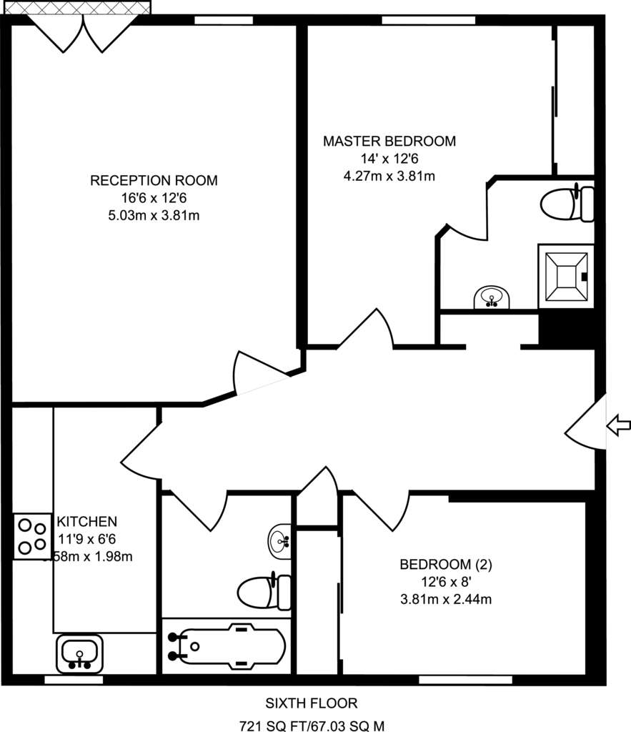 2 bedroom flat to rent - floorplan