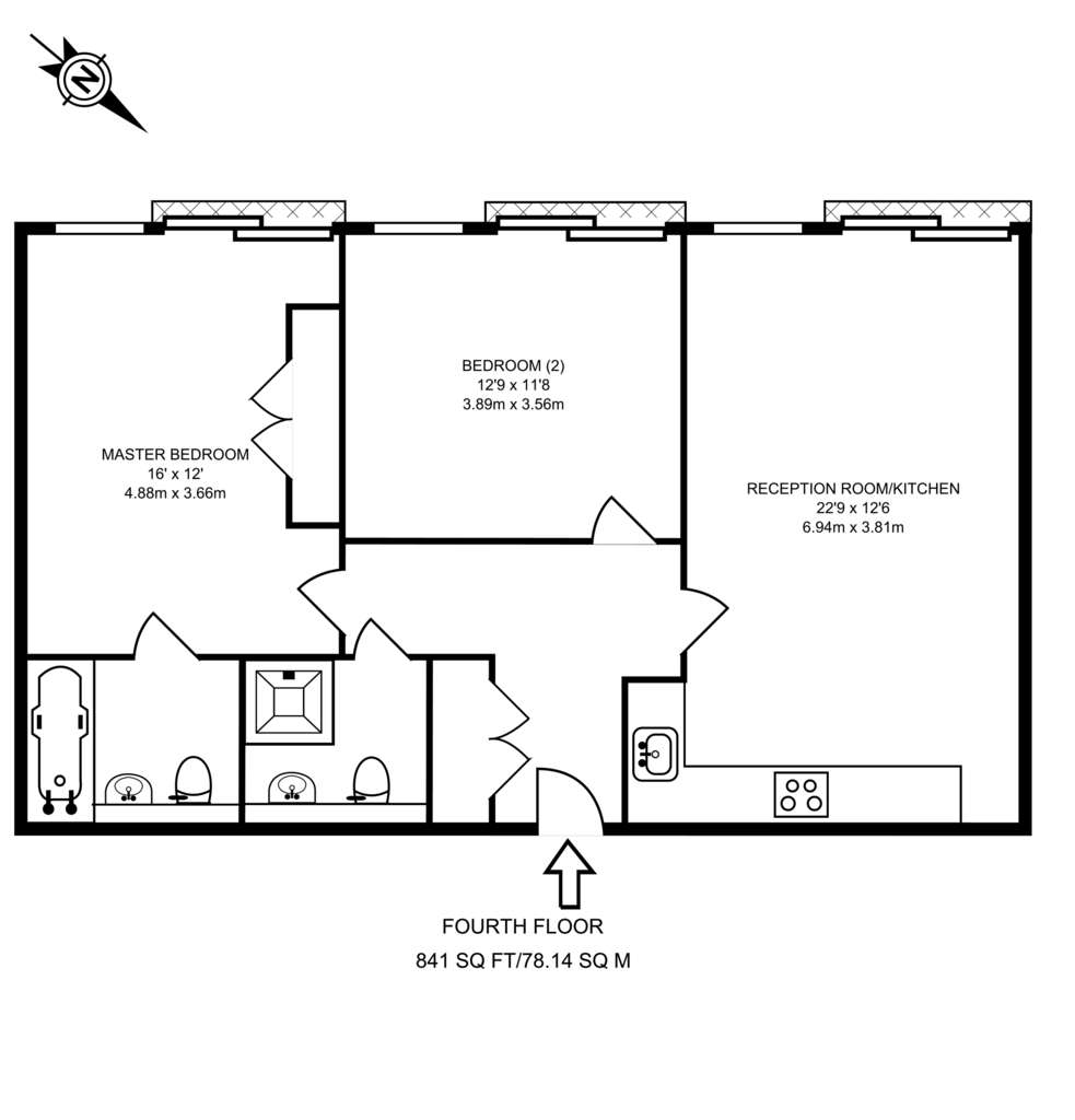 2 bedroom flat to rent - floorplan