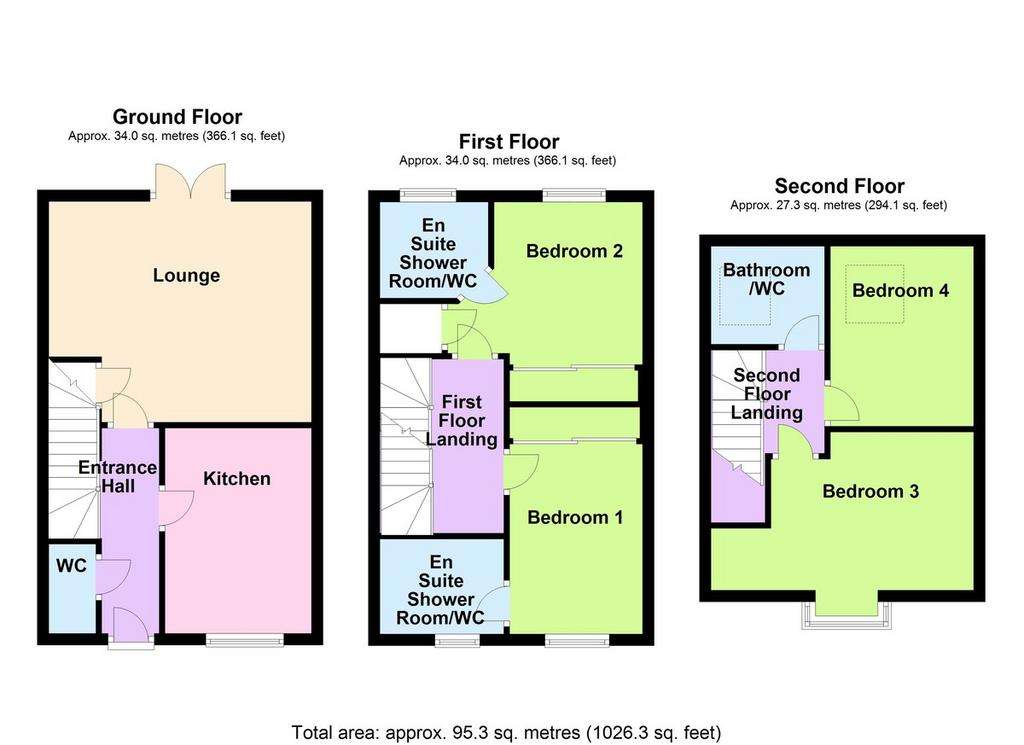 4 bedroom town house for sale - floorplan