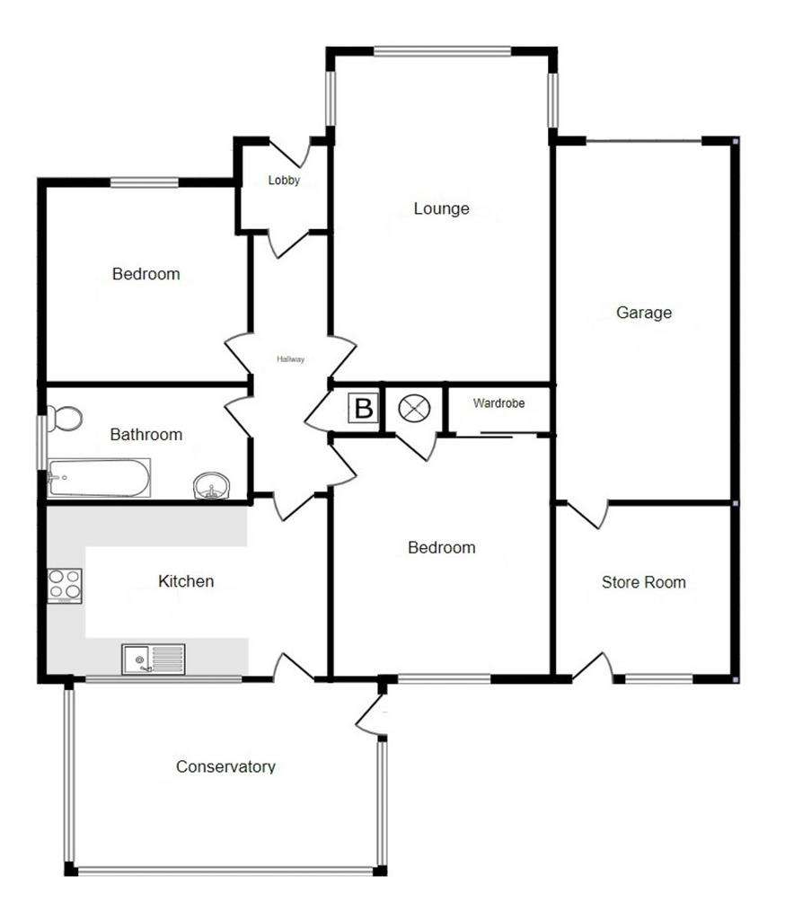 2 bedroom detached bungalow for sale - floorplan