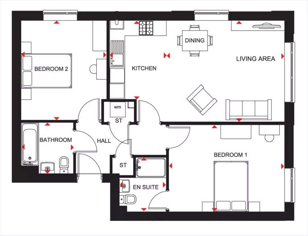 2 bedroom flat to rent - floorplan