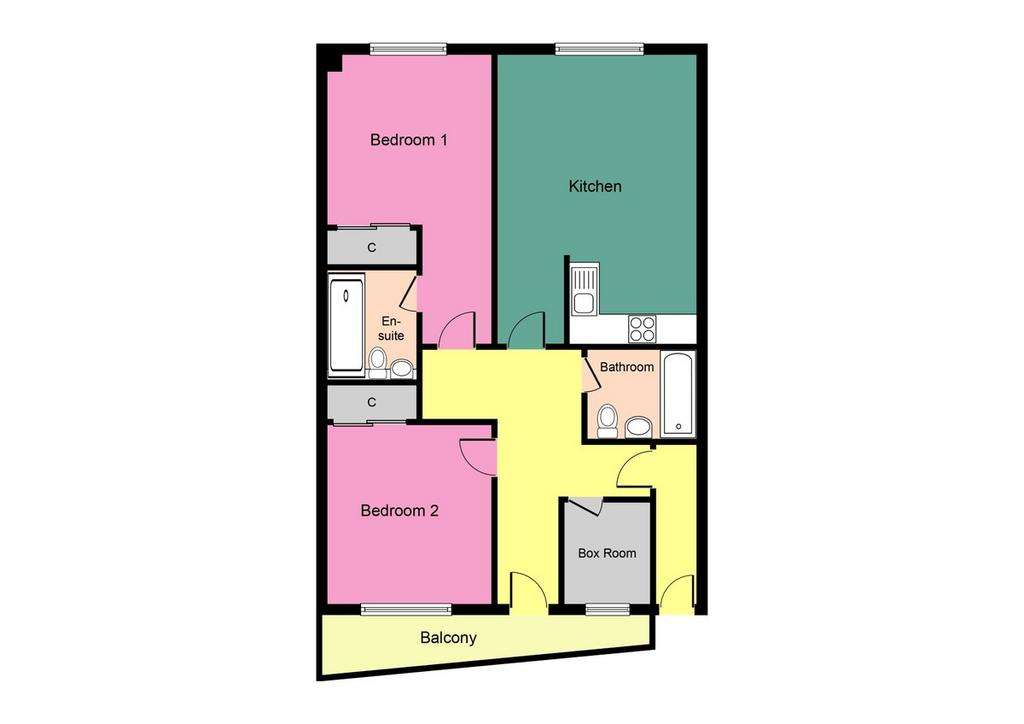 2 bedroom flat for sale - floorplan