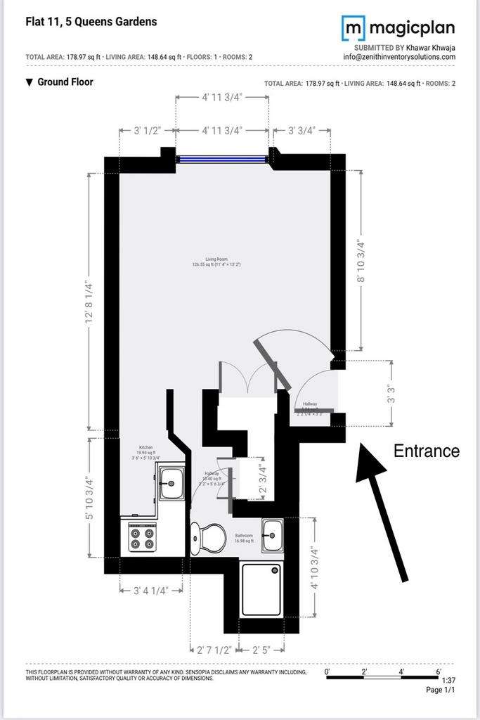 Studio flat to rent - floorplan