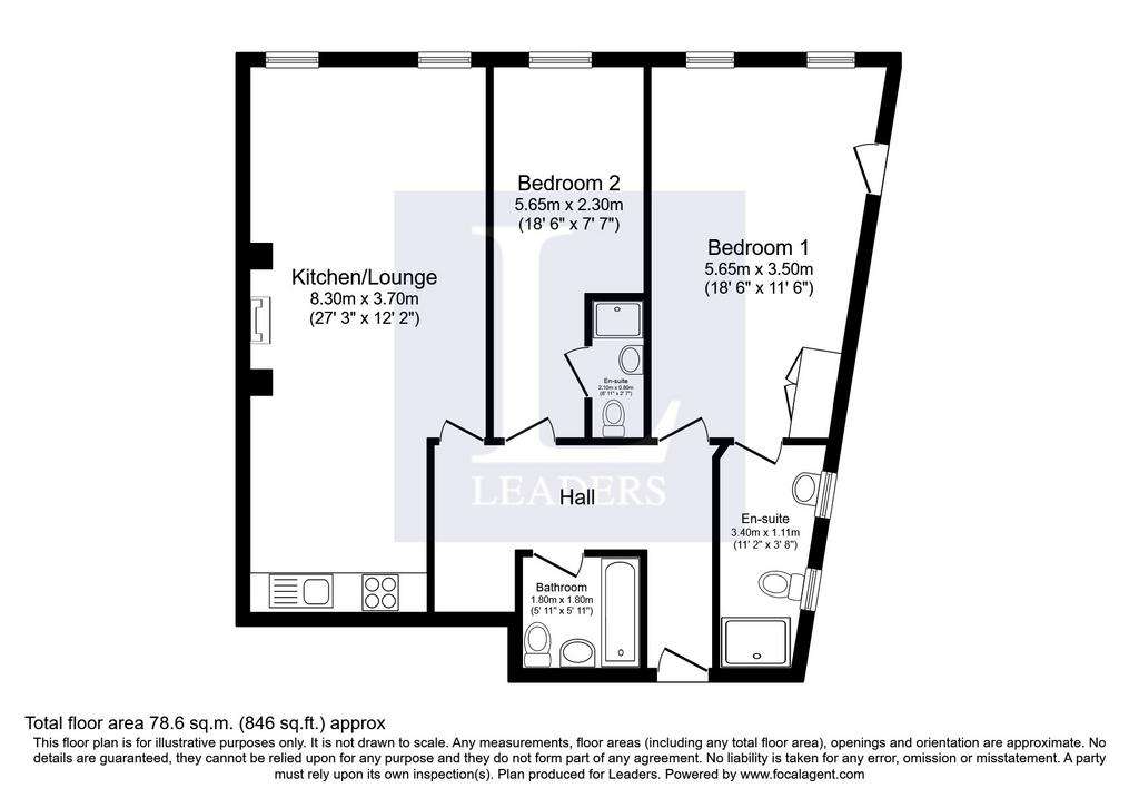 2 bedroom flat to rent - floorplan