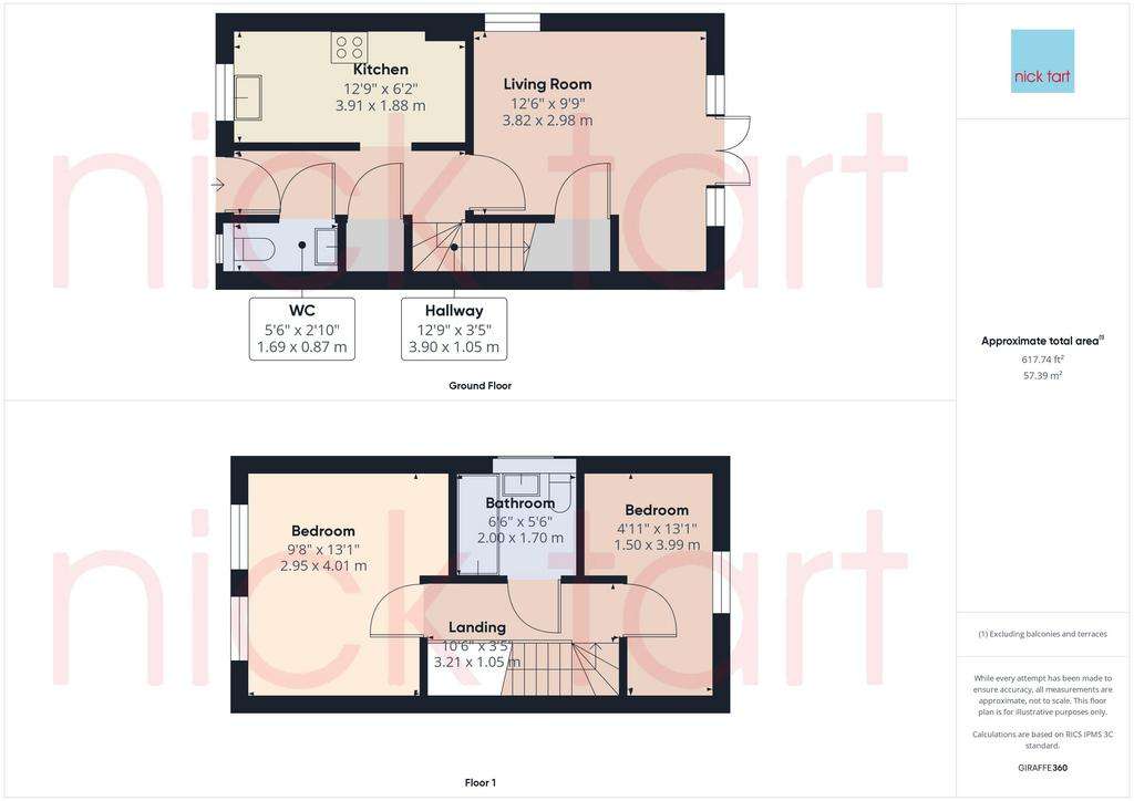 2 bedroom end of terrace house for sale - floorplan