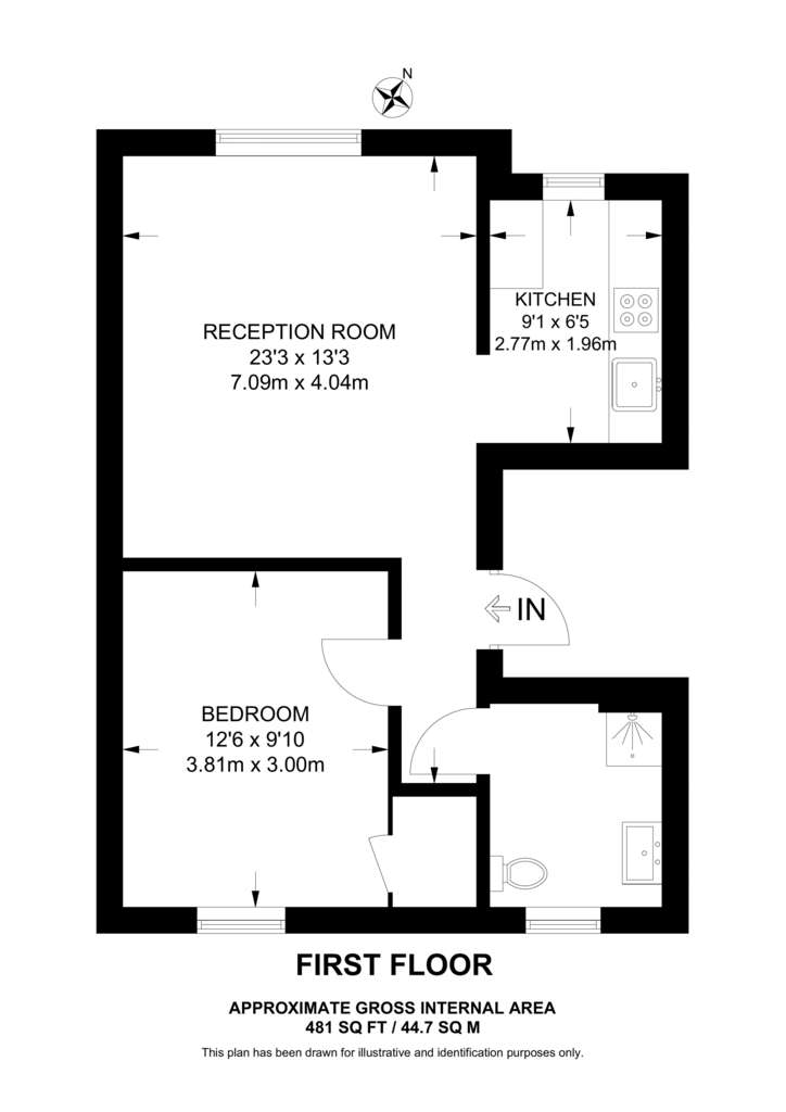 1 bedroom flat to rent - floorplan