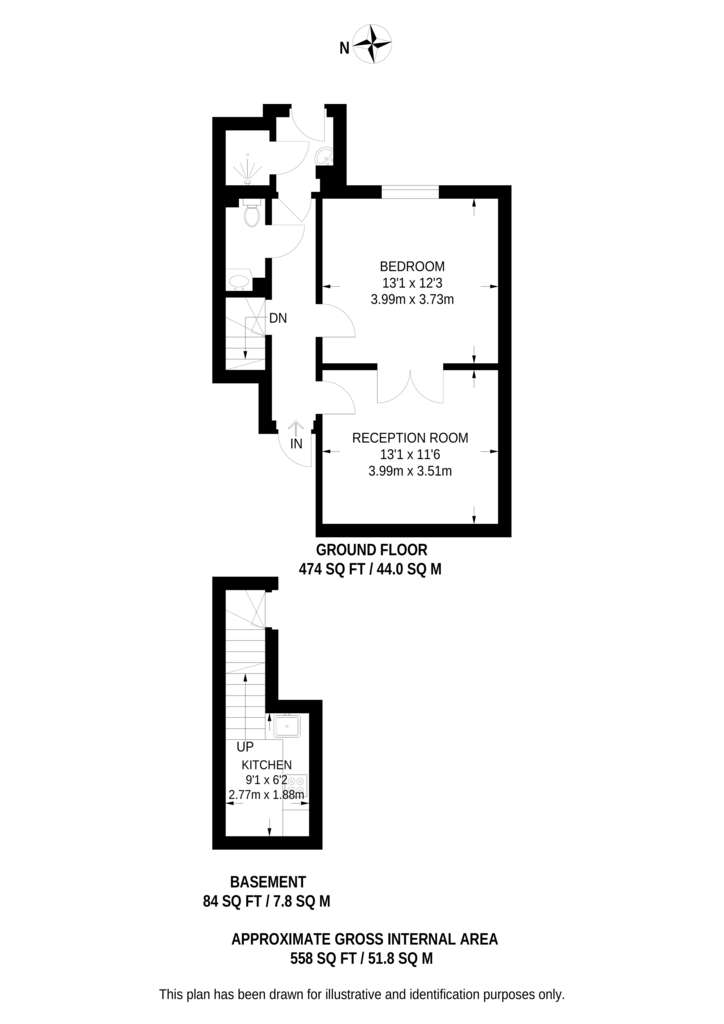 1 bedroom flat to rent - floorplan