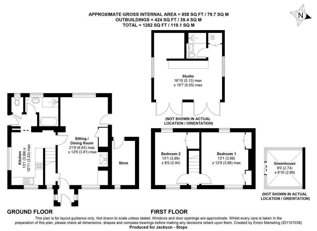 2 bedroom detached house for sale - floorplan