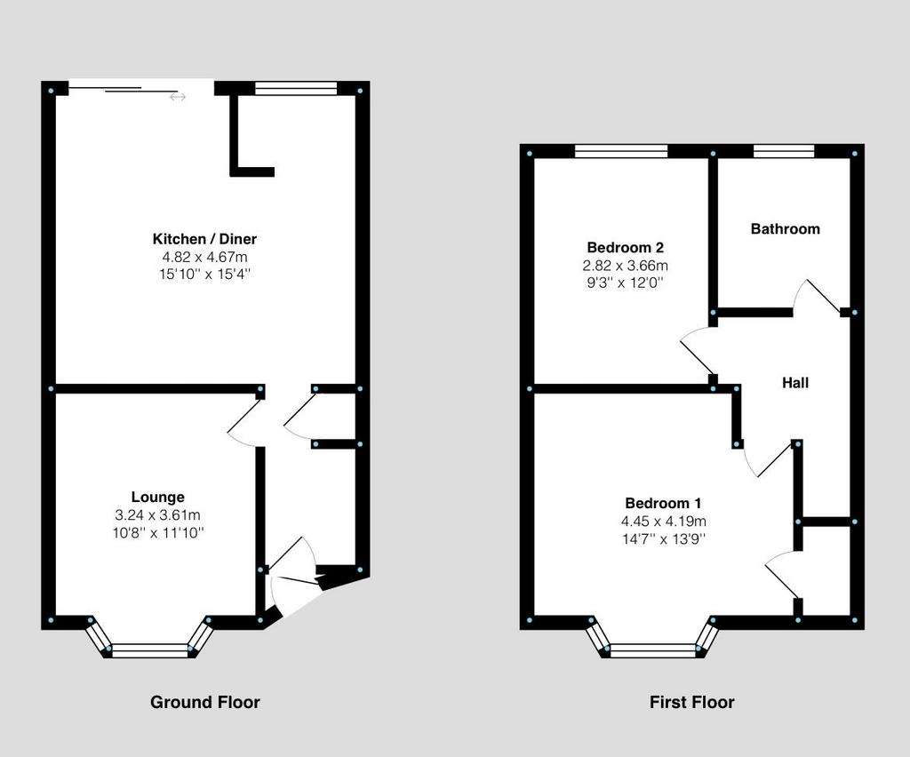 2 bedroom end of terrace house for sale - floorplan