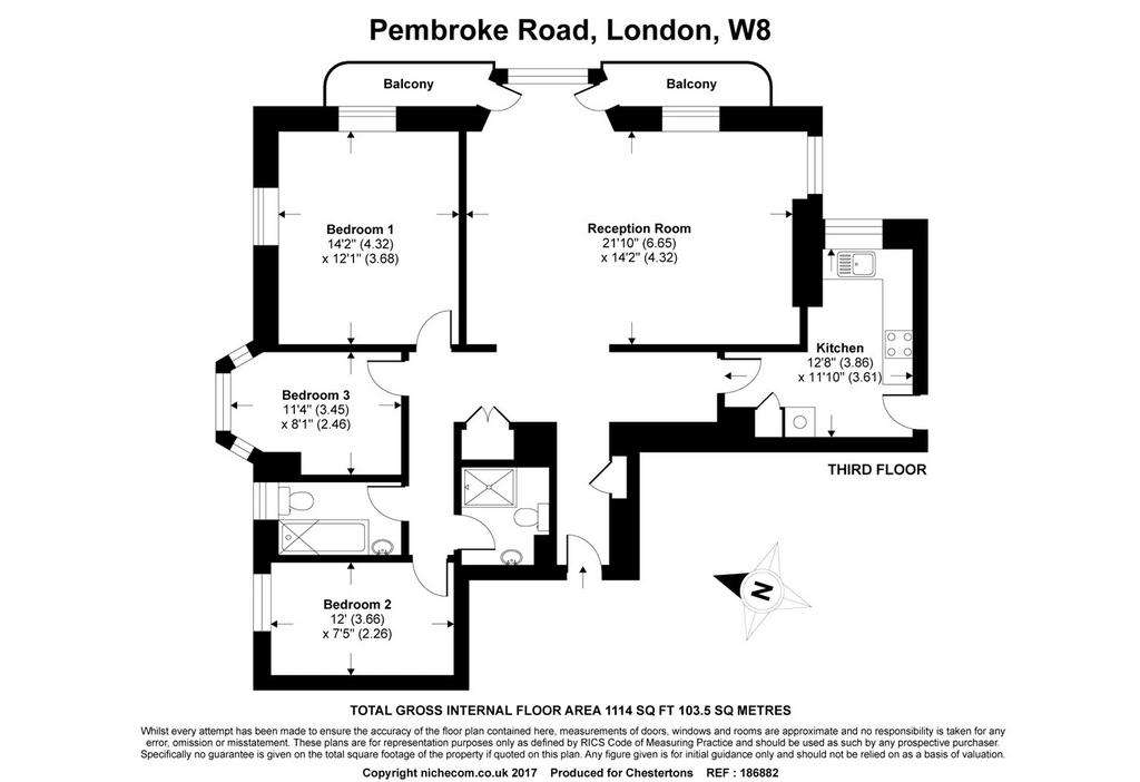 3 bedroom flat to rent - floorplan