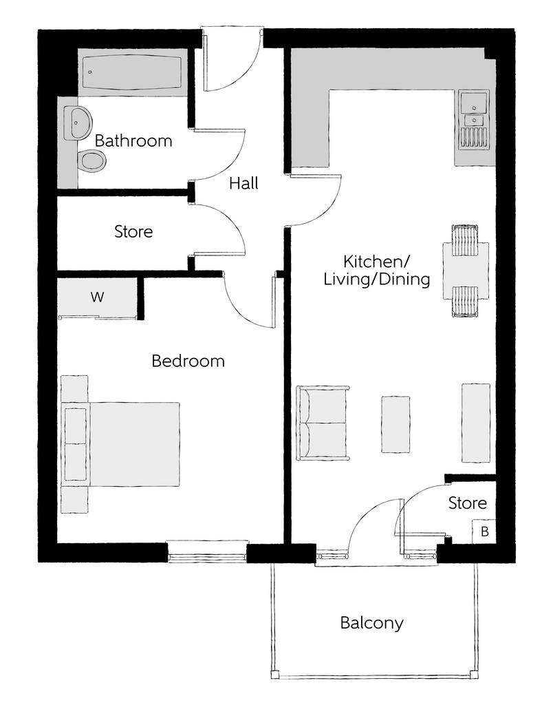 1 bedroom flat for sale - floorplan