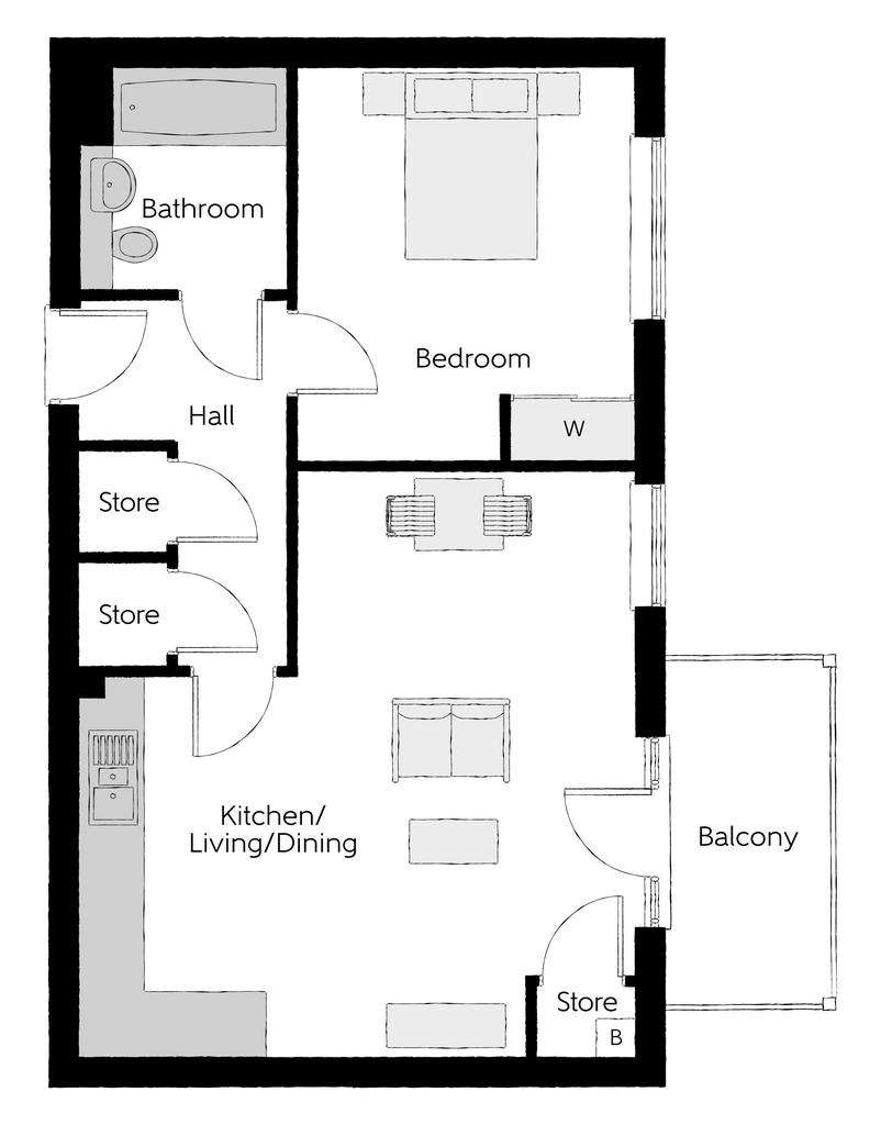 1 bedroom flat for sale - floorplan