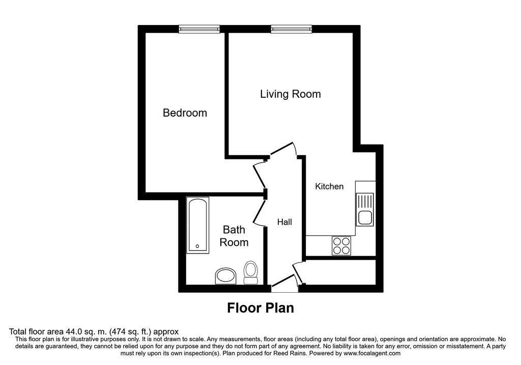 1 bedroom flat to rent - floorplan