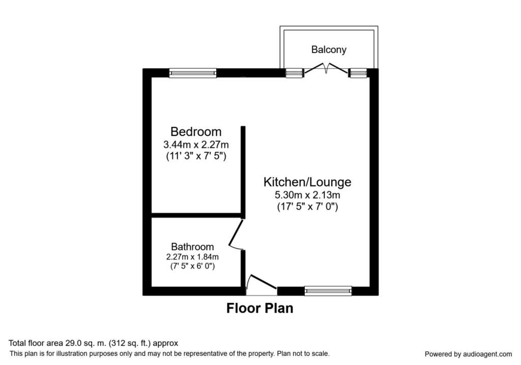 1 bedroom flat to rent - floorplan