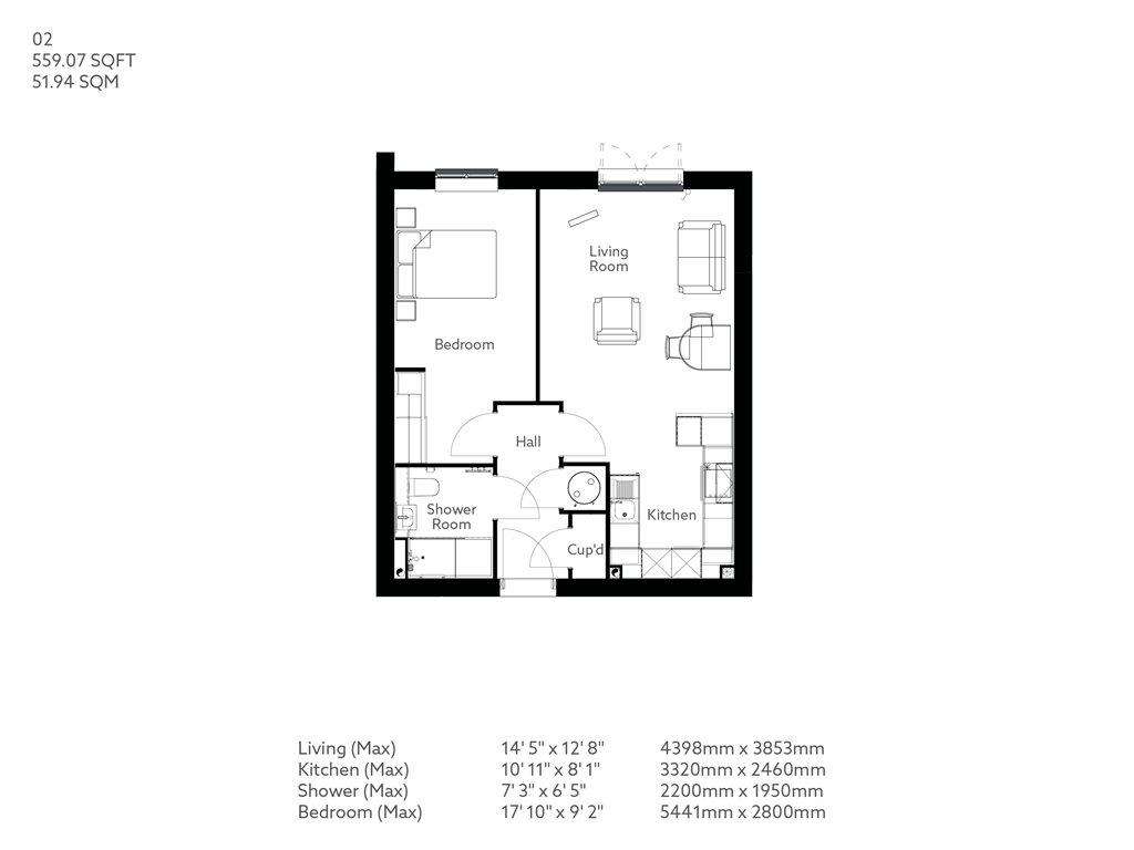 1 bedroom retirement property for sale - floorplan