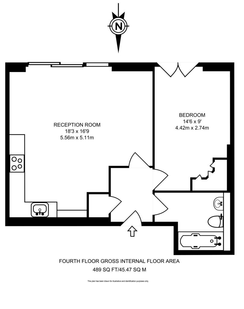 1 bedroom flat to rent - floorplan