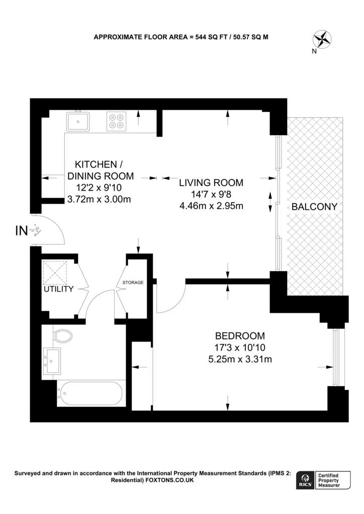 1 bedroom flat to rent - floorplan