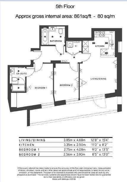 2 bedroom flat to rent - floorplan