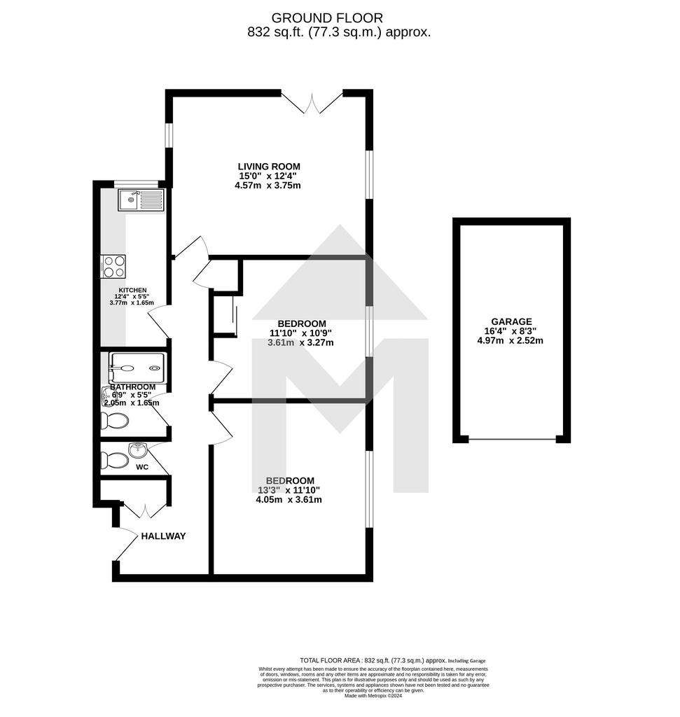 2 bedroom flat to rent - floorplan