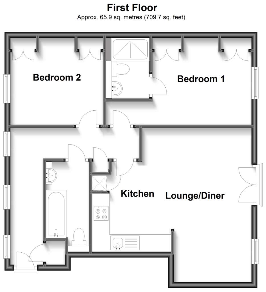 2 bedroom flat to rent - floorplan