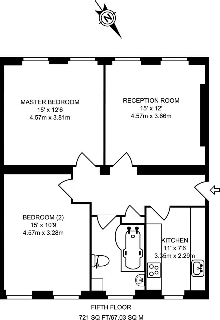 2 bedroom flat to rent - floorplan