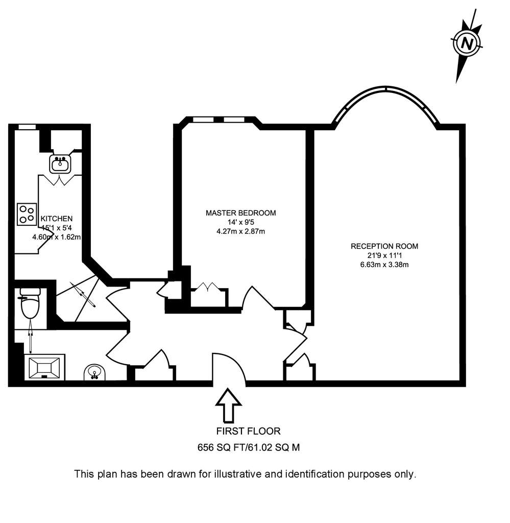 1 bedroom flat to rent - floorplan