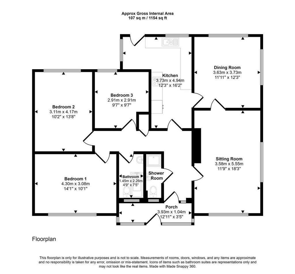 3 bedroom detached bungalow for sale - floorplan