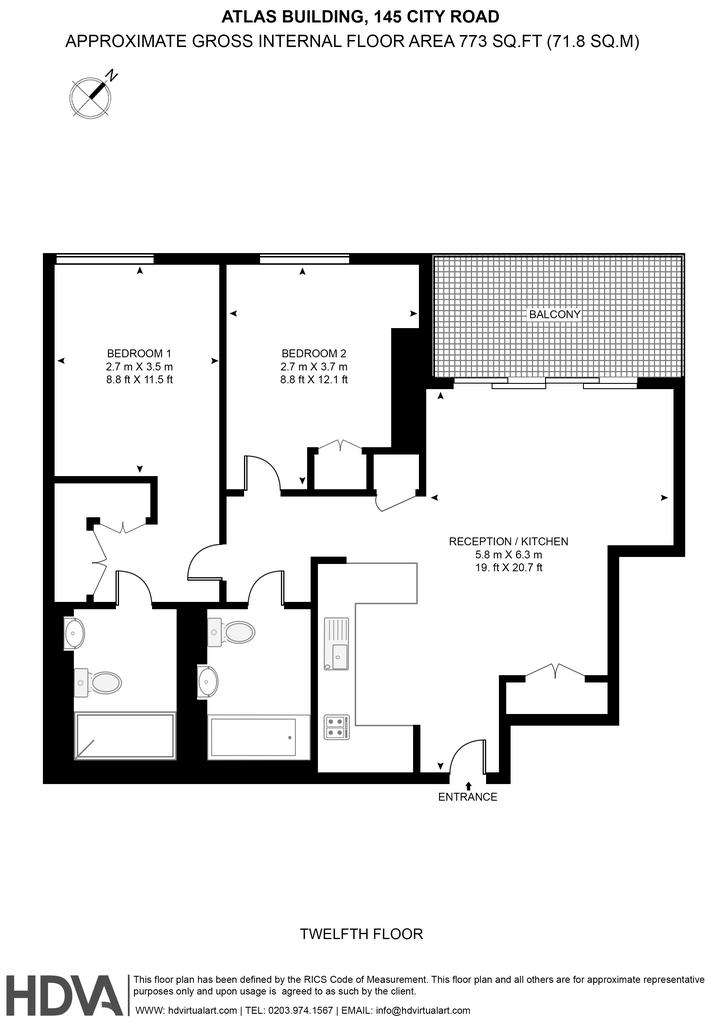 2 bedroom flat to rent - floorplan