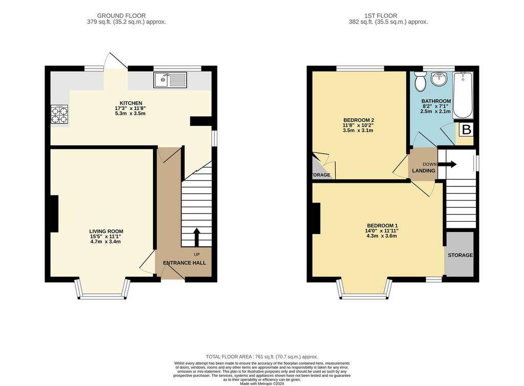 2 bedroom semi-detached house for sale - floorplan