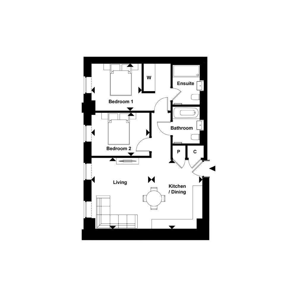 2 bedroom flat for sale - floorplan