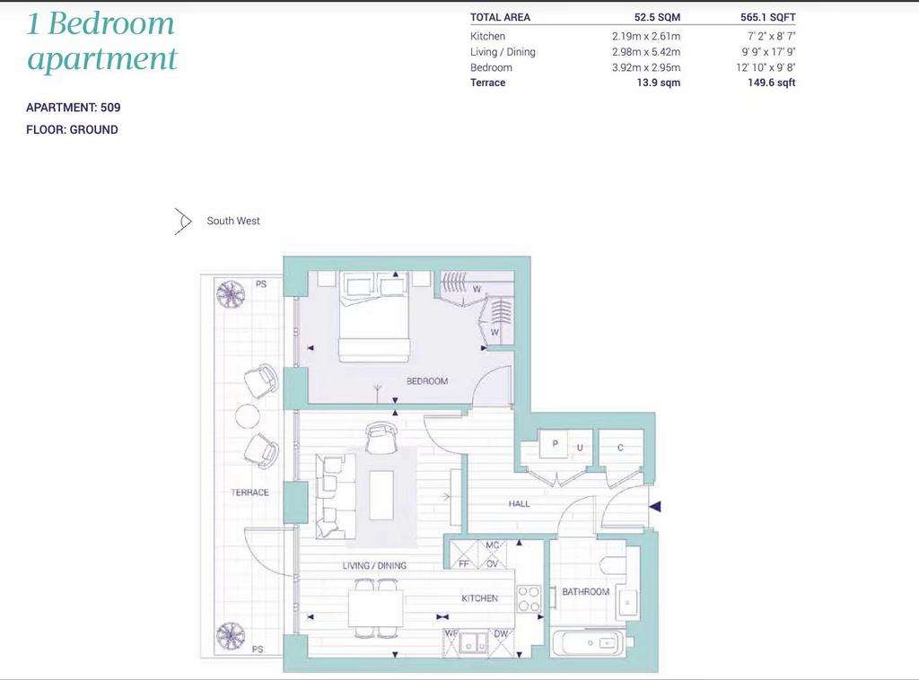 1 bedroom flat to rent - floorplan