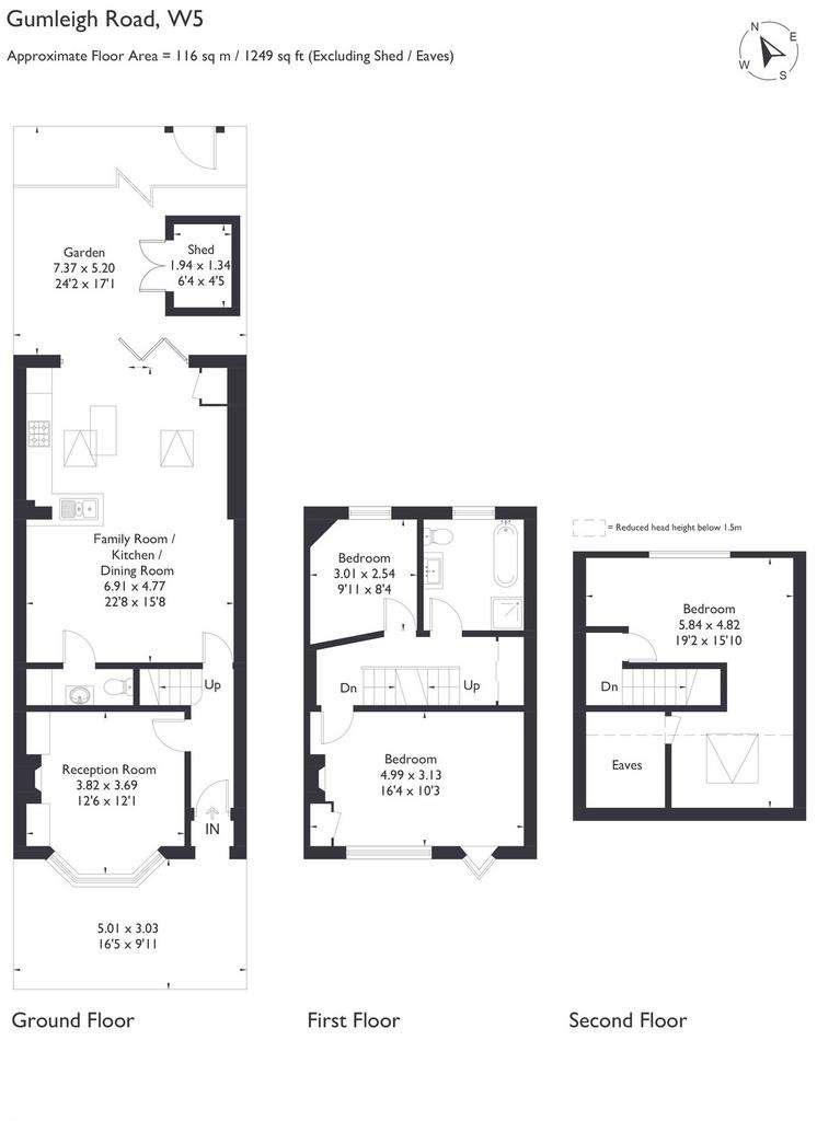 3 bedroom terraced house for sale - floorplan