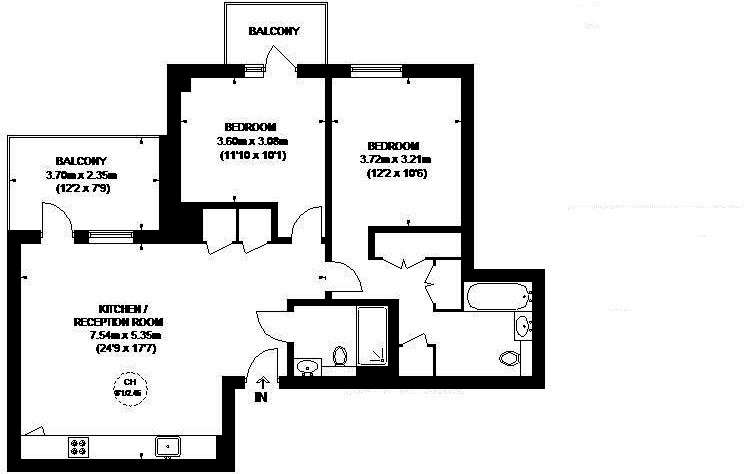 2 bedroom flat to rent - floorplan