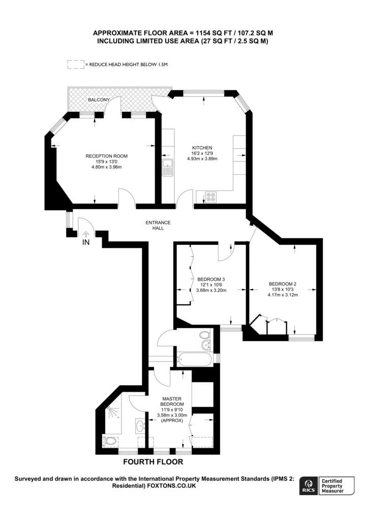 3 bedroom flat to rent - floorplan