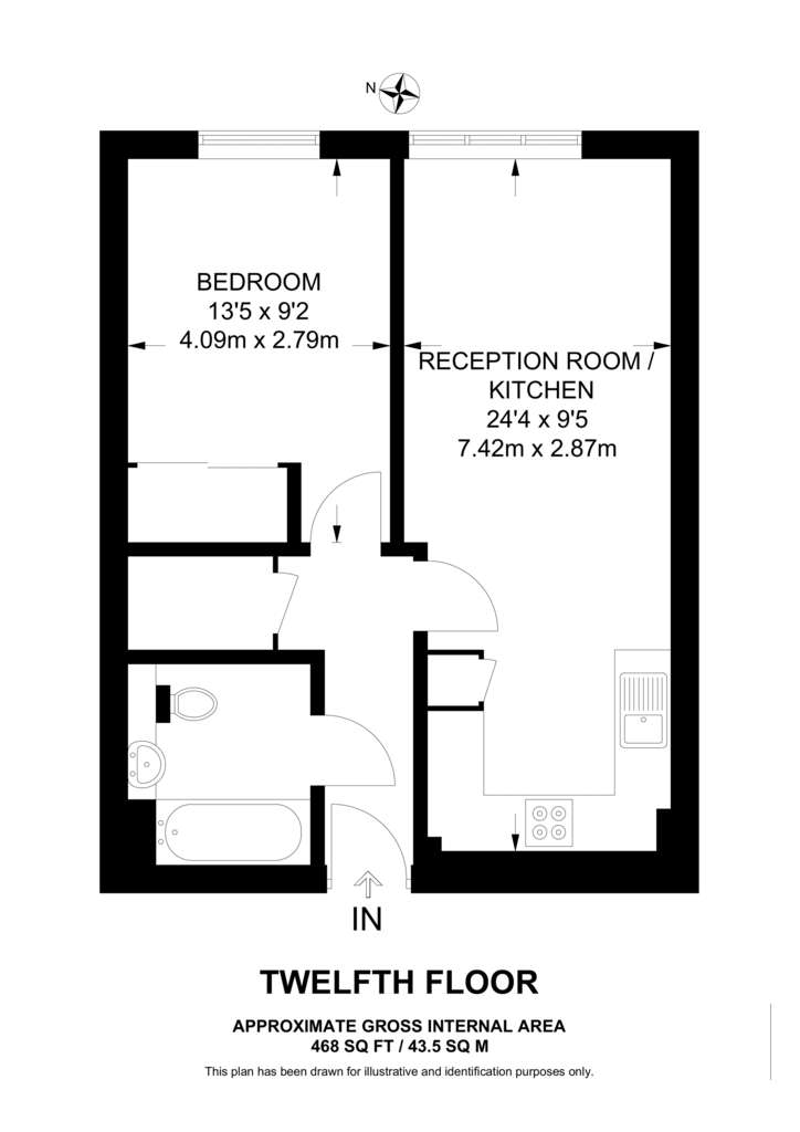 1 bedroom flat to rent - floorplan