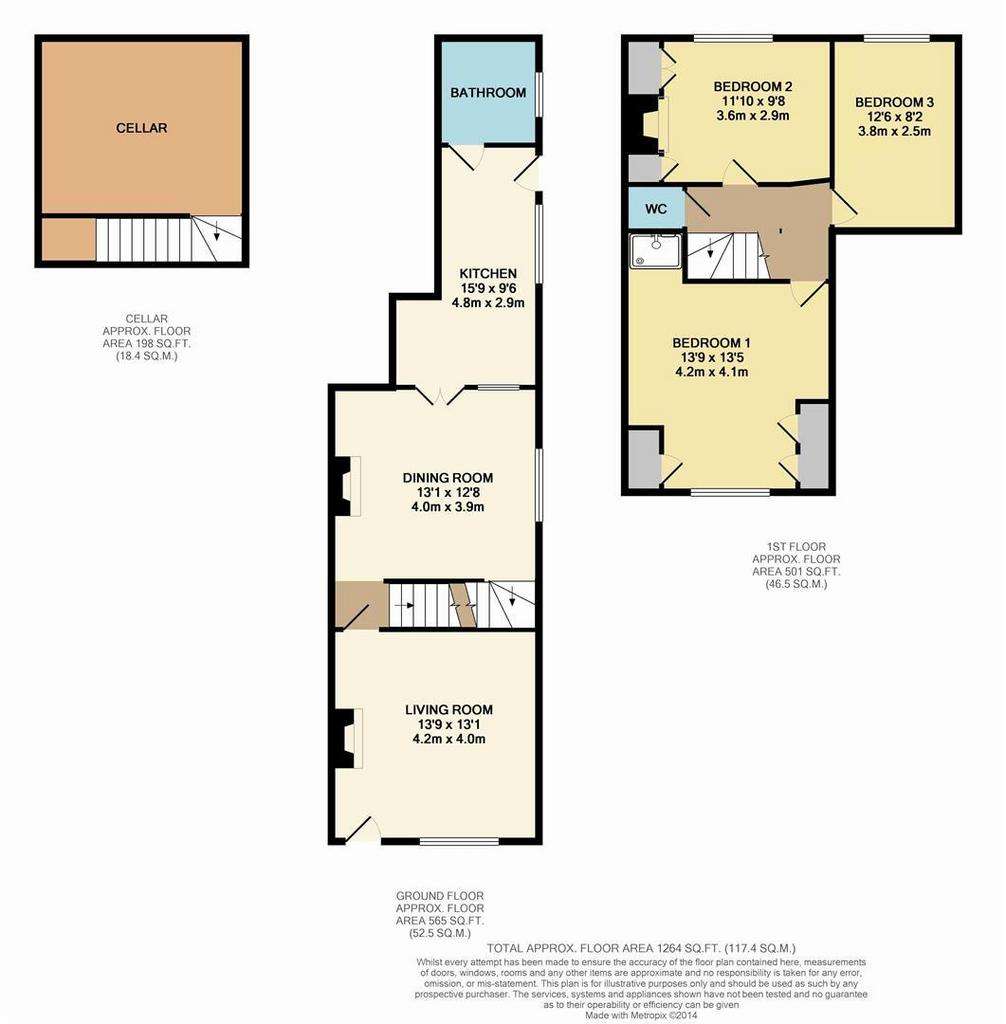 3 bedroom terraced house for sale - floorplan