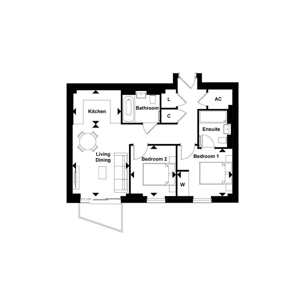 2 bedroom flat for sale - floorplan