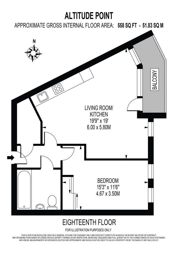 1 bedroom flat to rent - floorplan