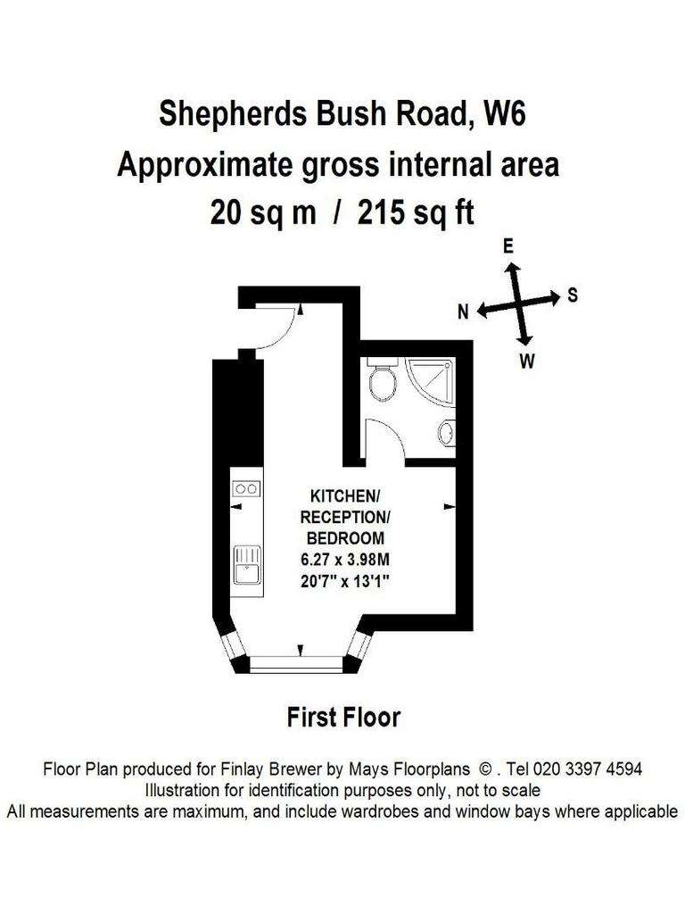 Studio flat to rent - floorplan