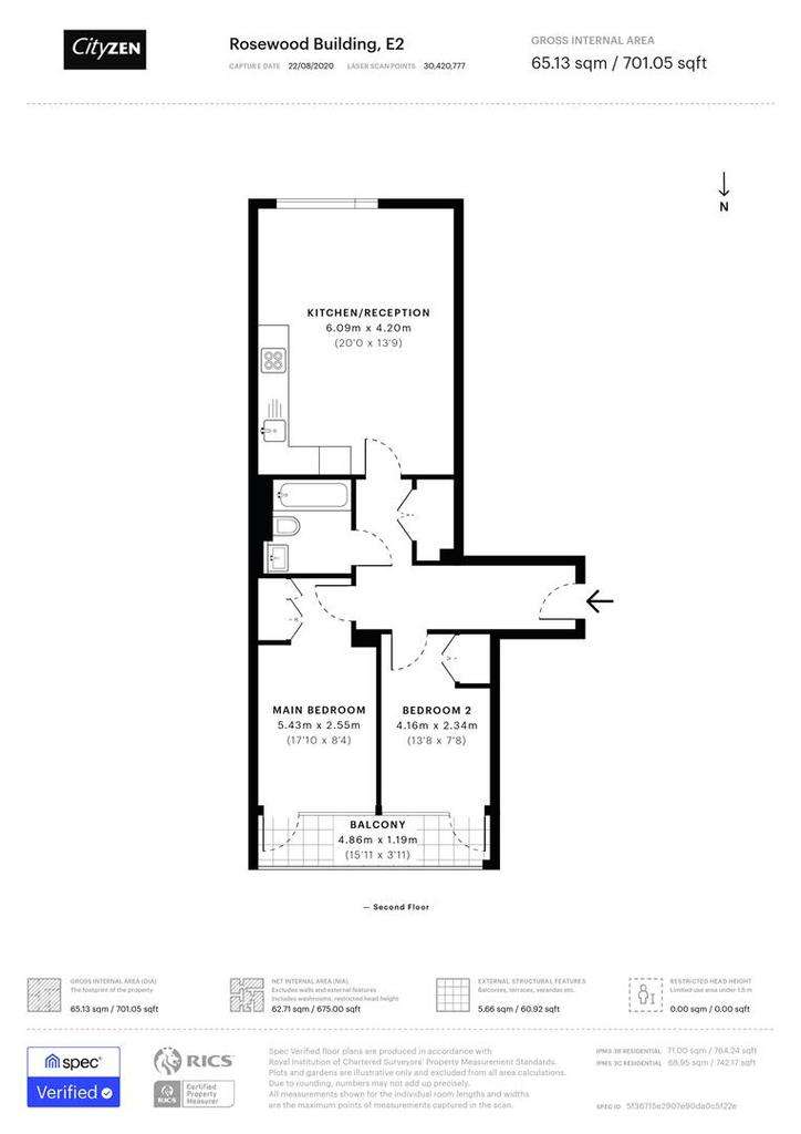 2 bedroom flat to rent - floorplan